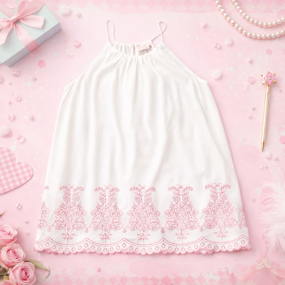 Loft Embroidered Camisole High Neck Top